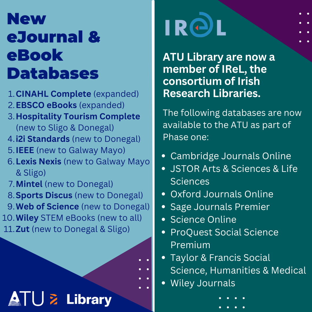 New ATU Library resources and IReL phase 1 