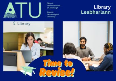 Time to revise image of students studying with ATU logo.